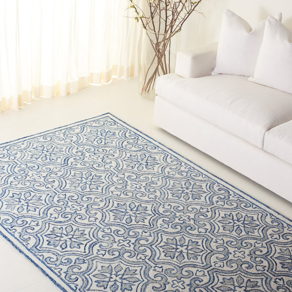 Safavieh Lrl Hand-Tufted Quinn Wool Runner 2'3" X10' Navy Ivory – Low 3/8" Pile, Durable Entryway Elegance LRL6944N-210