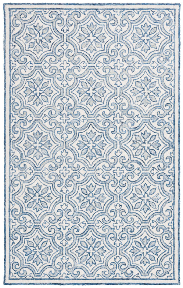 Safavieh Lrl Hand-Tufted Quinn Wool Runner 2'3" X10' Navy Ivory – Low 3/8" Pile, Durable Entryway Elegance LRL6944N-210