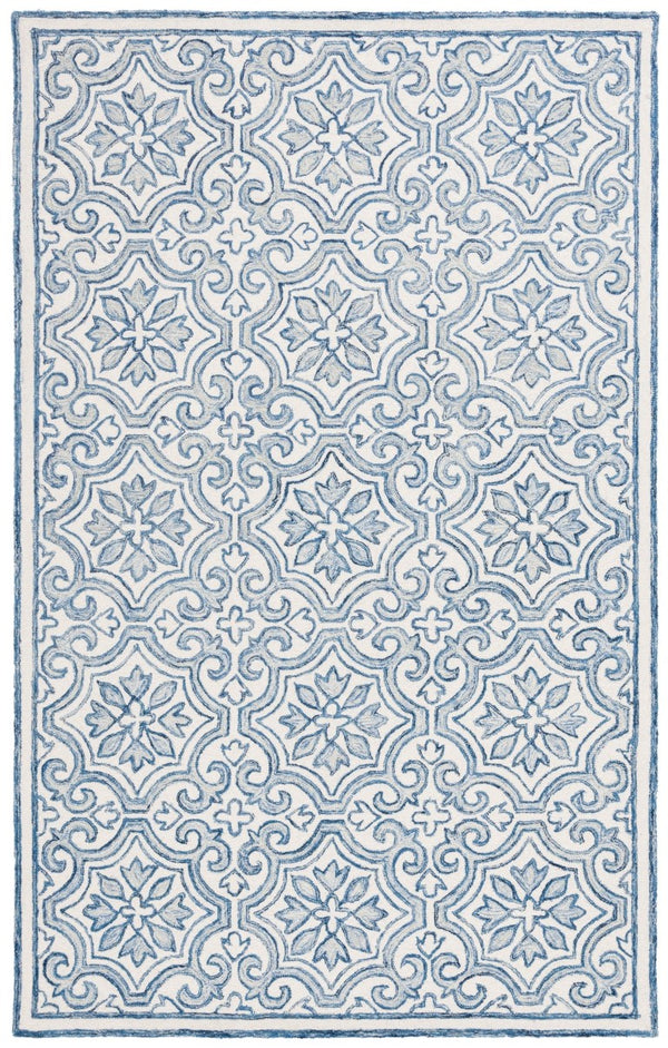 Safavieh Lrl Hand Tufted Wool Cotton Accent Rug with Navy Ivory Traditional Floral Motifs 5'-0" x 8'-0" LRL6944N-5