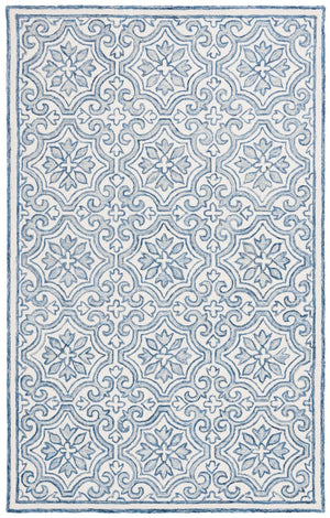 Safavieh Lrl Hand Tufted Wool Cotton Accent Rug with Navy Ivory Traditional Floral Motifs 6'-0" x 9'-0" LRL6944N-6