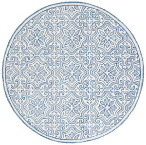 Safavieh Lrl Hand Tufted Wool Cotton Accent Rug with Navy Ivory Traditional Floral Motifs 7'-0" x 7'-0" - Round LRL6944N-7R