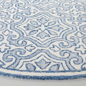 Safavieh Lrl Hand Tufted Wool Cotton Accent Rug with Navy Ivory Traditional Floral Motifs 7'-0" x 7'-0" - Round LRL6944N-7R