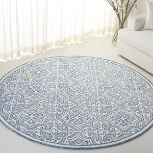 Safavieh Lrl Hand Tufted Wool Cotton Accent Rug with Navy Ivory Traditional Floral Motifs 7'-0" x 7'-0" - Round LRL6944N-7R