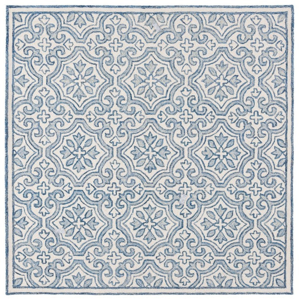 Safavieh Lrl Hand Tufted Wool Cotton Accent Rug with Navy Ivory Traditional Floral Motifs 7'-0" x 7'-0" - Square LRL6944N-7SQ