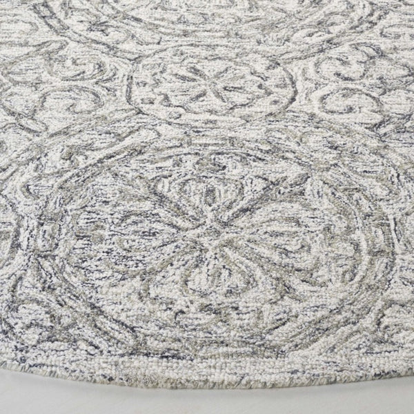 Safavieh Lrl Hand-Tufted Wool Runner Oriental Pattern Ivory Grey Hallway Accent Rug 7'-0" x 7'-0" Round LRL6947F-7R