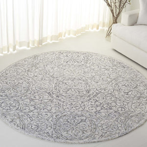 Safavieh Lrl Hand-Tufted Wool Runner Oriental Pattern Ivory Grey Hallway Accent Rug 7'-0" x 7'-0" Round LRL6947F-7R