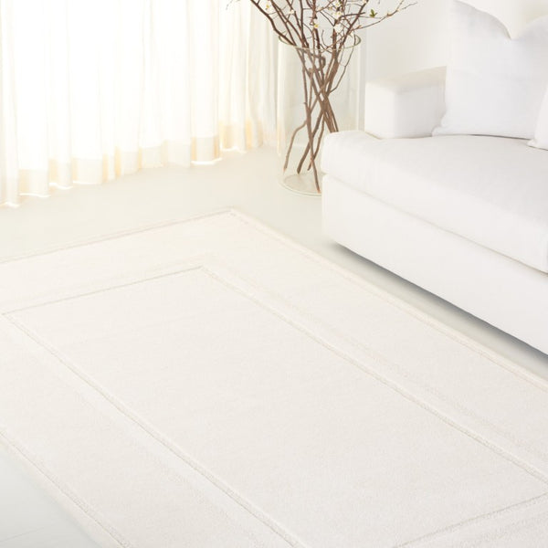 Safavieh Lrl Hand Tufted Wool Blend Area Rug Solid Ivory Minimalist Low Pile Living Room 5' x 8' LRL6948A-5