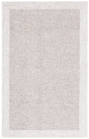 Safavieh Lrl Hand Tufted Wool Cotton Runner Rug Dark Grey Ivory Border Hallway Accent 5'-0" x 8'-0" LRL6949H-5