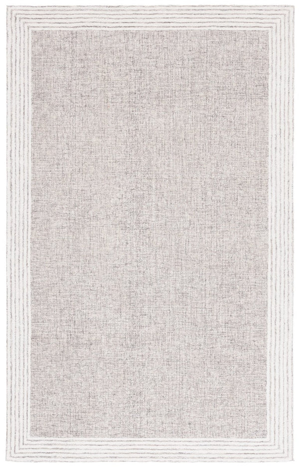 Safavieh Lrl Hand Tufted Wool Cotton Runner Rug Dark Grey Ivory Border Hallway Accent 6'-0" x 9'-0" LRL6949H-6