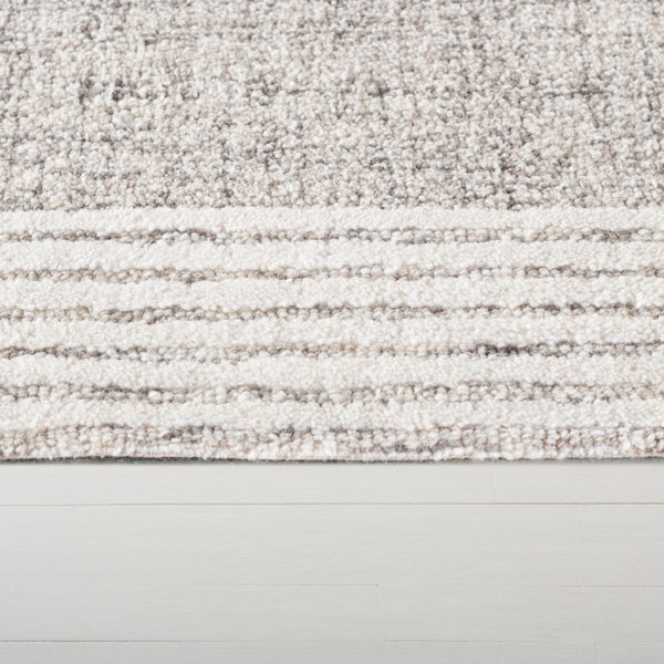 Safavieh Lrl Hand Tufted Wool Cotton Runner Rug Dark Grey Ivory Border Hallway Accent 7'-0" x 7'-0" Square LRL6949H-7SQ