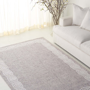 Safavieh Lrl Hand-Tufted Wool Cotton Runner Rug with Bordered Frame in Grey Ivory Palette 5'-0" x 8'-0" LRL6951F-5
