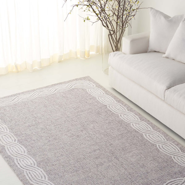 Safavieh Lrl Hand-Tufted Wool Cotton Runner Rug with Bordered Frame in Grey Ivory Palette 5'-0" x 8'-0" LRL6951F-5