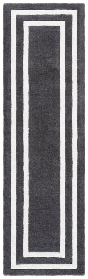Safavieh Lauren Hand-Tufted Wool-Viscose Runner In Dark Grey With Ivory Border — Low Pile Durable Style 2'-3" x 8'-0" LRL6953G-28