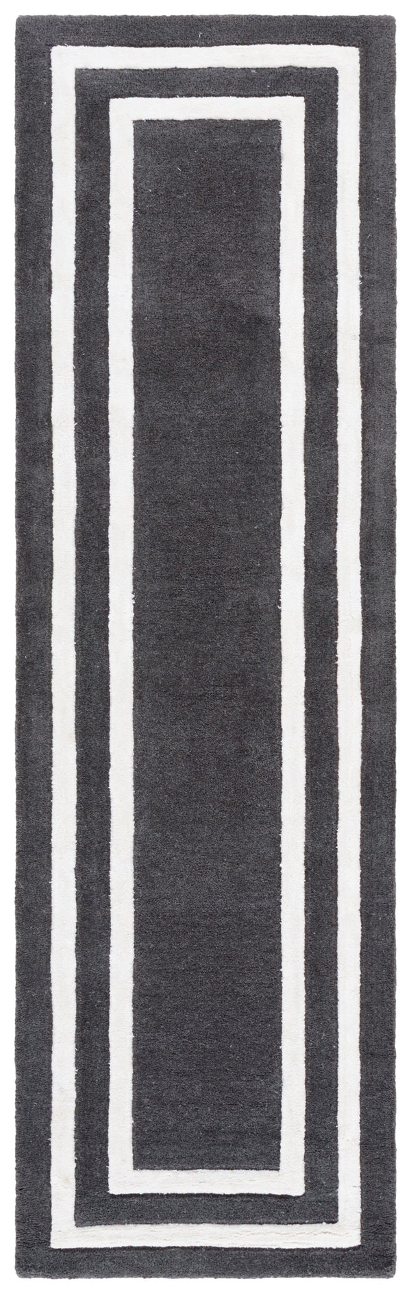 Safavieh Lauren Hand-Tufted Wool-Viscose Runner In Dark Grey With Ivory Border — Low Pile Durable Style 2'-3" x 8'-0" LRL6953G-28