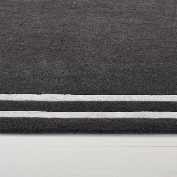 Safavieh Lauren Hand-Tufted Wool-Viscose Runner In Dark Grey With Ivory Border — Low Pile Durable Style 2'-3" x 8'-0" LRL6953G-28