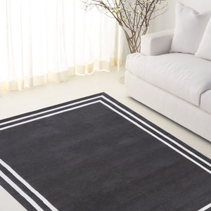 Safavieh Lauren Hand-Tufted Wool-Viscose Runner In Dark Grey With Ivory Border — Low Pile Durable Style 2'-3" x 8'-0" LRL6953G-28