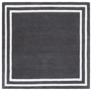 Safavieh Lauren Hand-Tufted Wool-Viscose Runner In Dark Grey With Ivory Border — Low Pile Durable Style 2'-3" x 8'-0" LRL6953G-28