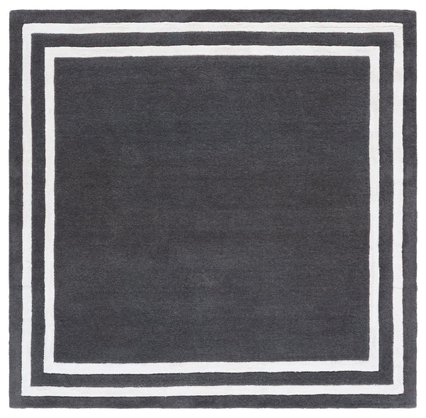 Safavieh Lauren Hand-Tufted Wool-Viscose Runner In Dark Grey With Ivory Border — Low Pile Durable Style 2'-3" x 8'-0" LRL6953G-28