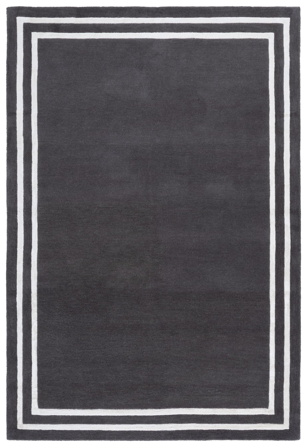 Safavieh Lauren Hand-Tufted Wool-Viscose Runner In Dark Grey With Ivory Border — Low Pile Durable Style 2'-3" x 8'-0" LRL6953G-28