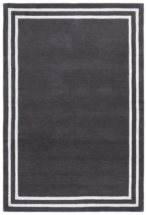 Safavieh Lauren Hand-Tufted Wool-Viscose Runner In Dark Grey With Ivory Border — Low Pile Durable Style 2'-3" x 8'-0" LRL6953G-28
