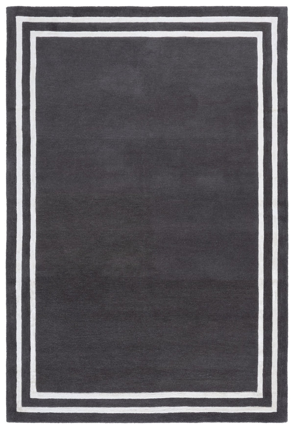 Safavieh Lauren Hand-Tufted Wool-Viscose Runner In Dark Grey With Ivory Border — Low Pile Durable Style 2'-3" x 8'-0" LRL6953G-28