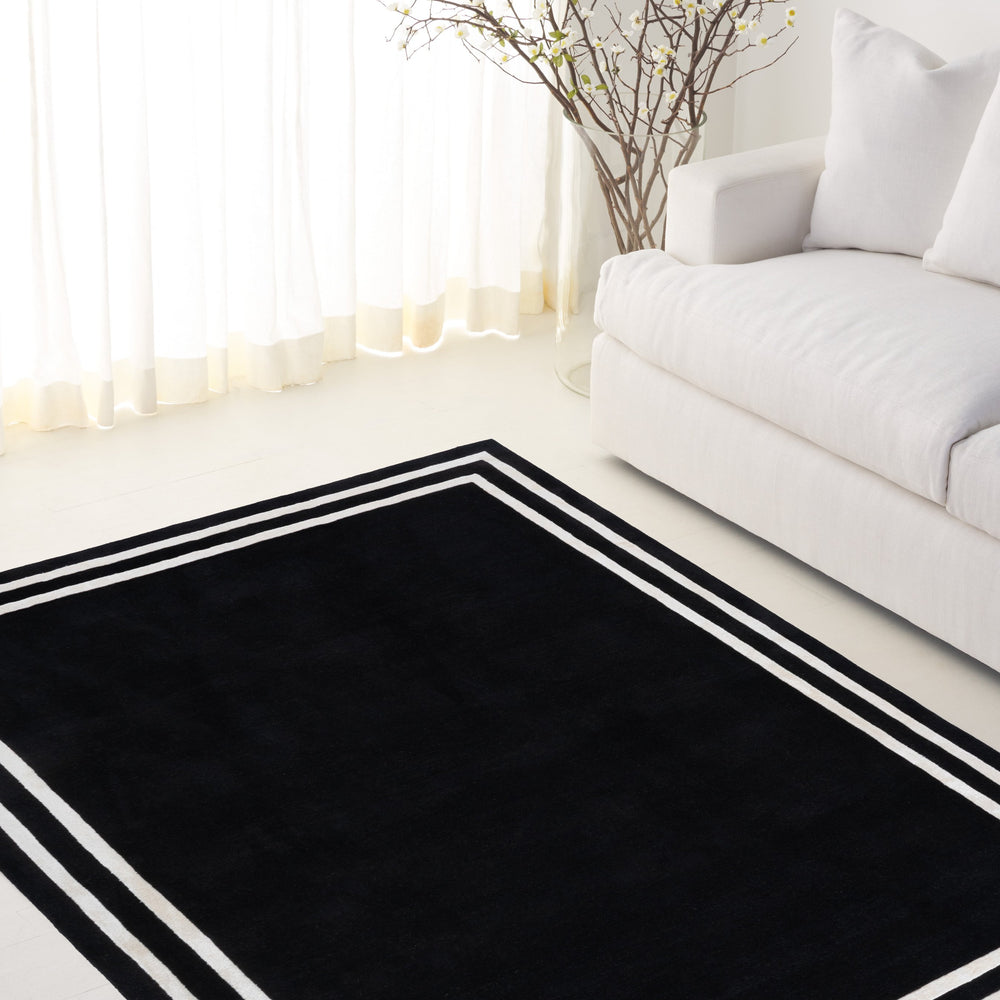 Safavieh Lauren Hand‑Tufted Charcoal & Ivory Wool‑Viscose Rug With Double Border—Plush Low‑Profile Comfort 8'-0" x 10'-0" LRL6953H-8