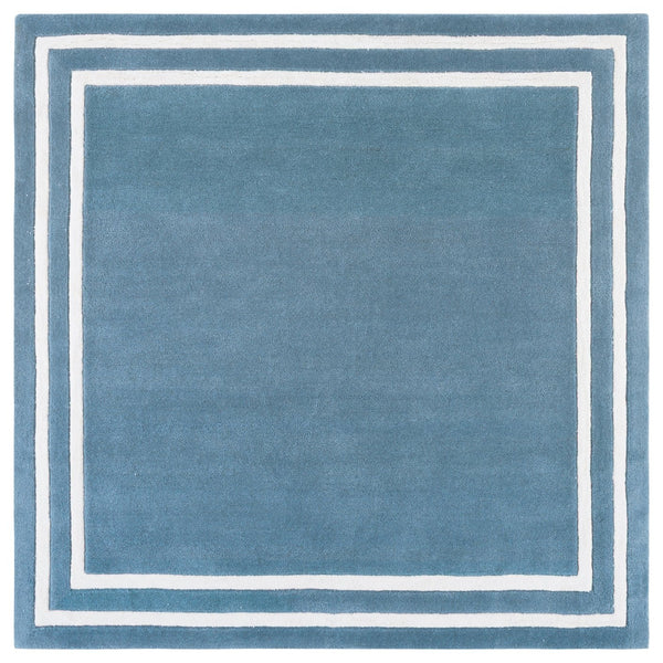 Safavieh Lauren Hand-Tufted Light Blue Area Rug With Ivory Double Border, Wool-Viscose Blend, Plush Low Pile 9'-0" x 12'-0" LRL6953L-9