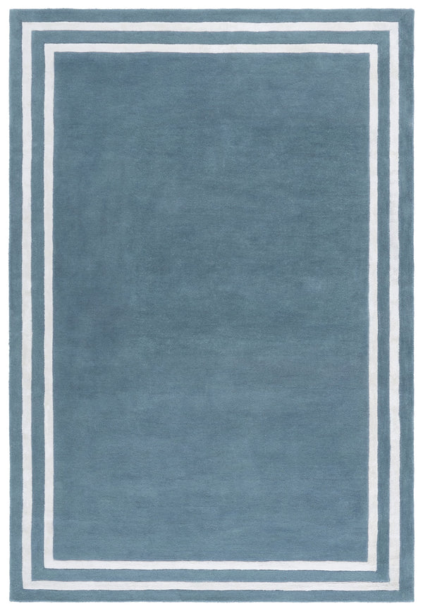 Safavieh Lauren Hand-Tufted Wool-Viscose Rug In Light Blue With Ivory Border, Low-Profile 3/8" Pile For Modern Spaces 5'-0" x 8'-0" LRL6953L-5