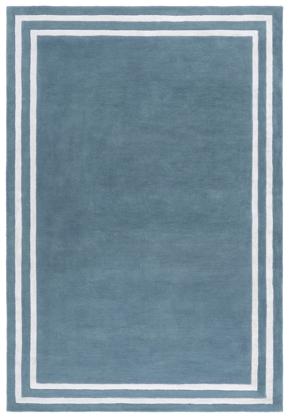 Safavieh Lauren Hand-Tufted Light Blue Area Rug With Ivory Double Border, Wool-Viscose Blend, Plush Low Pile 9'-0" x 12'-0" LRL6953L-9