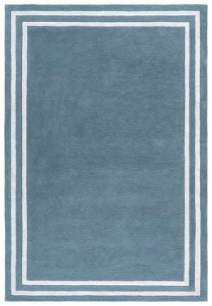 Safavieh Lauren Hand-Tufted Light Blue Area Rug With Ivory Double Border, Wool-Viscose Blend, Plush Low Pile 9'-0" x 12'-0" LRL6953L-9
