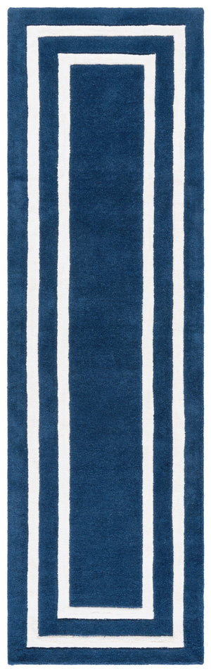 Safavieh Lauren Hand-Tufted Dark Blue And Ivory Area Rug, Wool-Viscose Blend, Low Pile, Elegant Border 4'-0" x 6'-0" LRL6953M-4