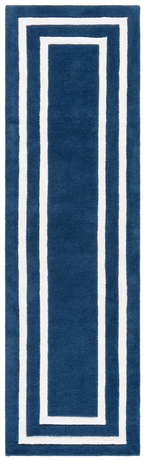 Safavieh Lauren Hand-Tufted Dark Blue And Ivory Wool-Viscose Rug With Elegant Double-Line Border, Plush 8'-0" x 10'-0" LRL6953M-8