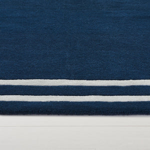 Safavieh Lauren Hand-Tufted Dark Blue Runner With Ivory Border, Luxurious Wool-Viscose Blend, Elegant Hallway Rug 2'-3" x 8'-0" LRL6953M-28