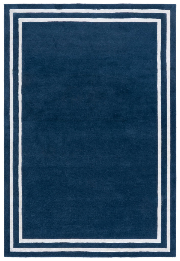 Safavieh Lauren Hand-Tufted Dark Blue Runner With Ivory Border, Luxurious Wool-Viscose Blend, Elegant Hallway Rug 2'-3" x 8'-0" LRL6953M-28