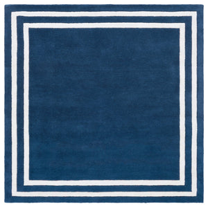 Safavieh Lauren Hand-Tufted Dark Blue And Ivory Area Rug, Wool-Viscose Blend, Low Pile, Elegant Border 4'-0" x 6'-0" LRL6953M-4