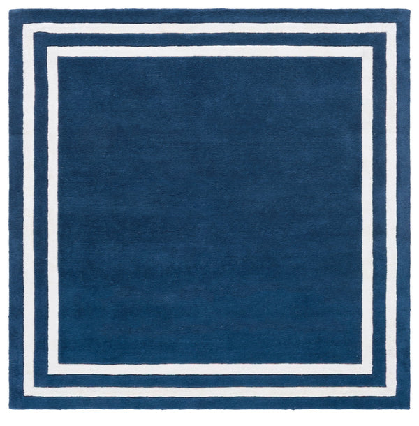 Safavieh Lauren Hand-Tufted Dark Blue And Ivory Area Rug, Wool-Viscose Blend, Low Pile, Elegant Border 4'-0" x 6'-0" LRL6953M-4