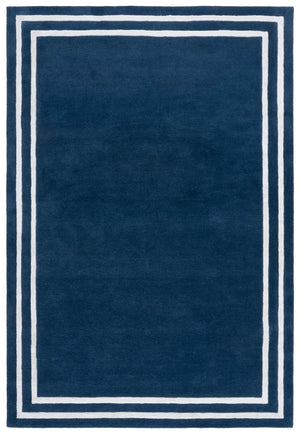 Safavieh Lauren Hand‑Tufted Dark Blue & Ivory Area Rug, Wool‑Viscose Blend, Plush 3/8" Pile, Elegant Border 6'-0" x 6'-0" LRL6953M-6SQ