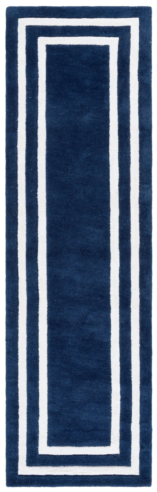 Safavieh Lauren Hand-Tufted Navy And Ivory Area Rug – 70% Wool/30% Viscose Plush Pile, Timeless Border Elegance 6'-0" x 9'-0" LRL6953N-6