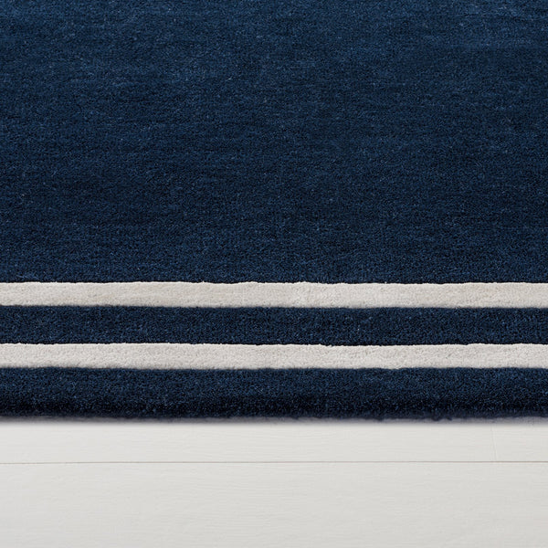 Safavieh Lauren Hand-Tufted Navy And Ivory Area Rug – 70% Wool/30% Viscose Plush Pile, Timeless Border Elegance 6'-0" x 9'-0" LRL6953N-6