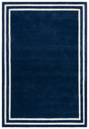 Safavieh Lauren Hand-Tufted Navy Area Rug With Ivory Border, Wool-Viscose Blend, Low Pile, Timeless Elegance 4'-0" x 6'-0" LRL6953N-4