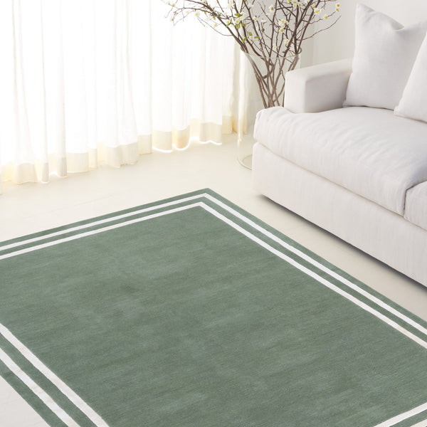 Safavieh Lauren Hand-Tufted Light Green And Ivory Area Rug, 70% Wool 30% Viscose, Low Pile, Artisanal Luxe 9'-0" x 12'-0" LRL6953W-9