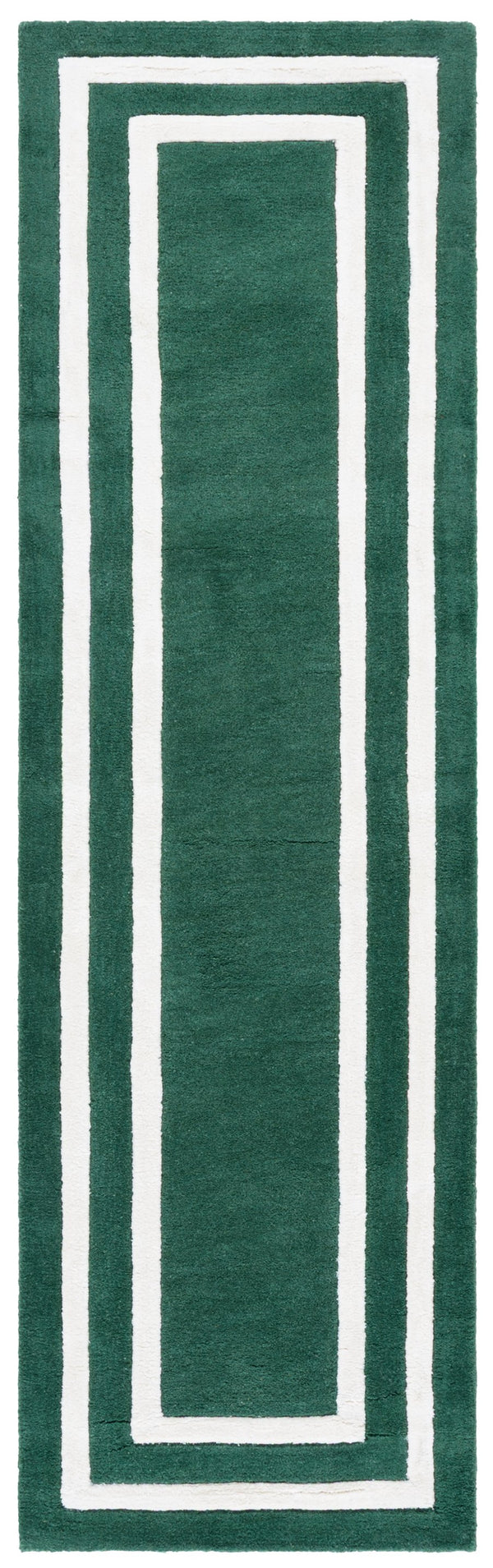 Safavieh Lauren Hand-Tufted Green Ivory Runner Rug — Wool-Viscose Low-Profile Hallway Accent, Durable Elegance 2'-3" x 8'-0" LRL6953Y-28