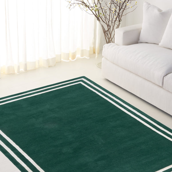Safavieh Lauren Hand-Tufted Green Ivory Runner Rug — Wool-Viscose Low-Profile Hallway Accent, Durable Elegance 2'-3" x 8'-0" LRL6953Y-28