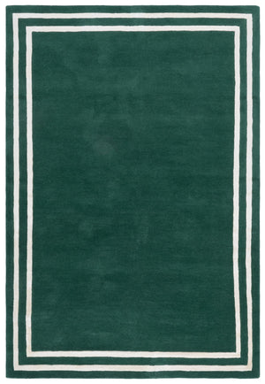 Safavieh Lauren Hand‑Tufted Green Ivory Area Rug 70% Wool 30% Viscose Plush 3/8" Pile Elegant Borderdesign 6'-0" x 9'-0" LRL6953Y-6