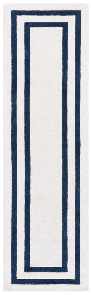 Safavieh Lauren Hand-Tufted Ivory And Navy Wool-Cotton Rug, Plush 3/8" Pile, Coastal-Classic Elegance 4'-0" x 6'-0" LRL6954A-4