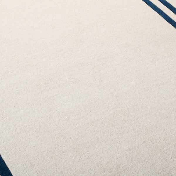 Safavieh Lauren Hand-Tufted Ivory And Navy Runner Rug, Coastal Border Motif, Wool-Cotton Blend, Durable 2'-3" x 8'-0" LRL6954A-28