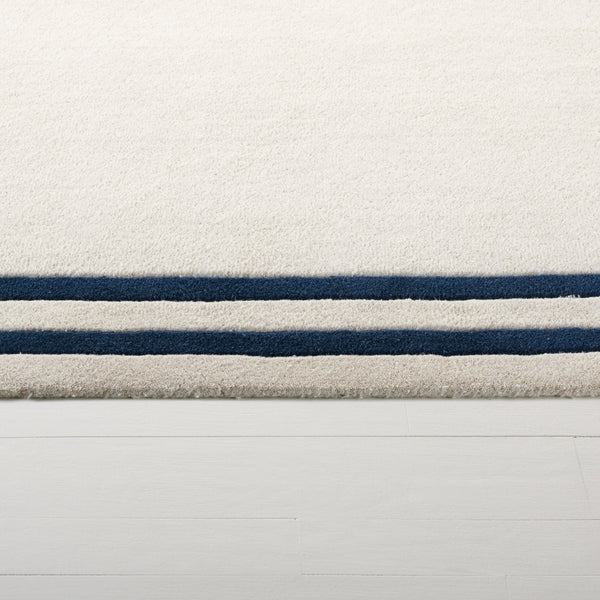 Safavieh Lauren Hand-Tufted Ivory And Navy Wool-Cotton Rug, Plush 3/8" Pile, Coastal-Classic Elegance 4'-0" x 6'-0" LRL6954A-4