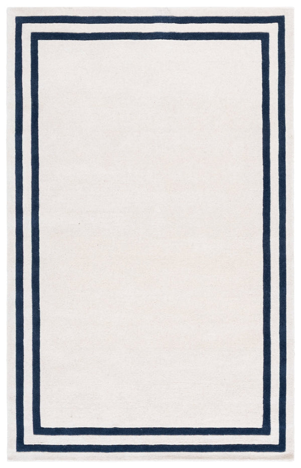 Safavieh Lauren Hand-Tufted Ivory And Navy Wool-Cotton Rug — Low-Pile Plush Comfort, Coastal Contemporary Style 9'-0" x 12'-0" LRL6954A-9