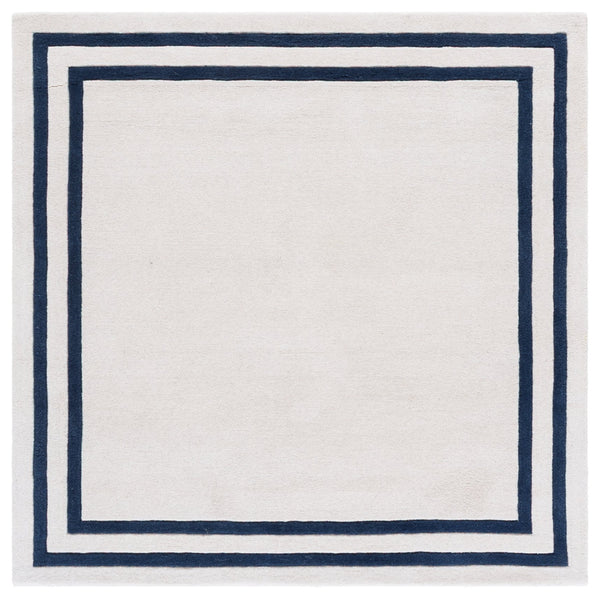 Safavieh Lauren Hand-Tufted Ivory And Navy Wool-Cotton Rug — Low-Pile Plush Comfort, Coastal Contemporary Style 9'-0" x 12'-0" LRL6954A-9