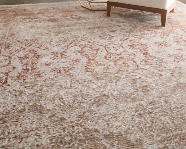 Feizy Rugs Loralai Distressed Medallion Oriental Area Rug Warm Tan Living Room Floor Accent 5' x 8' LRL8A65FBGERSTE10